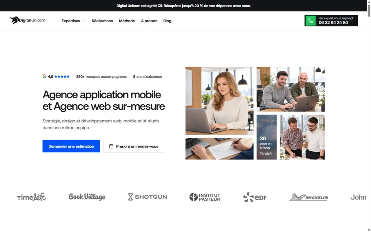 Website screenshot of Digital Unicorn
