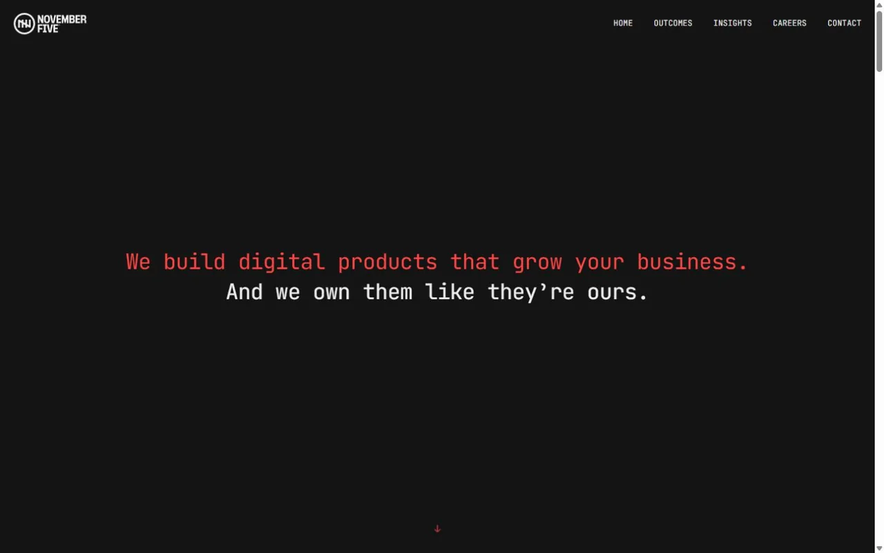 Website screenshot of November Five