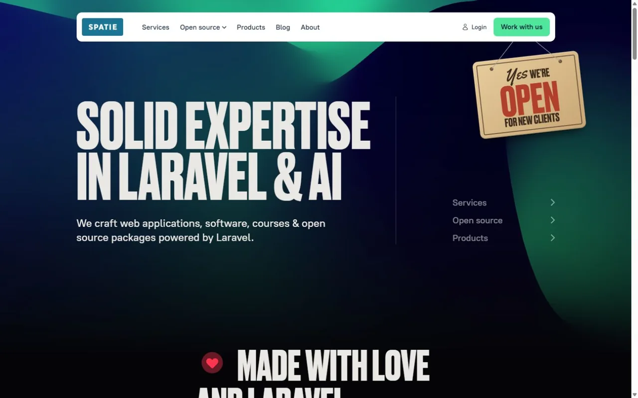 Website screenshot of Spatie