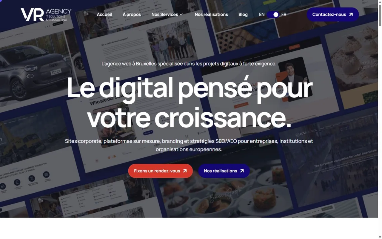 Website screenshot of VR Agency