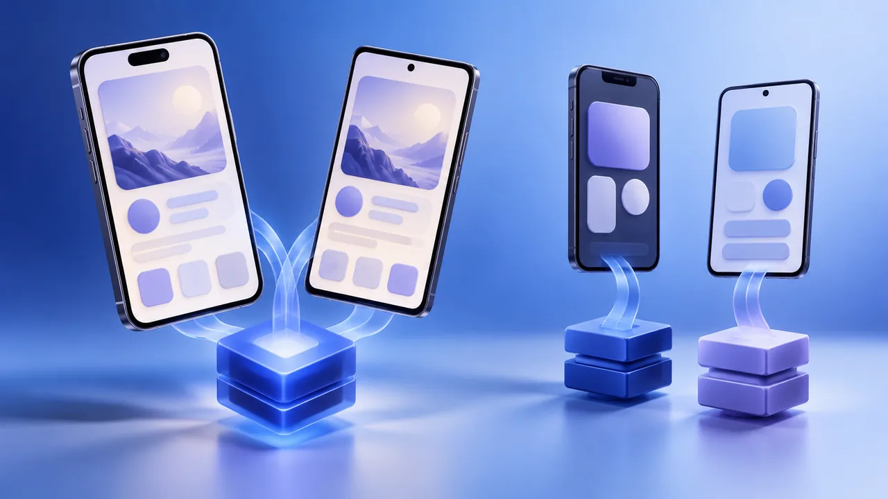 Mobile applications connected to a shared foundation or separate foundations.
